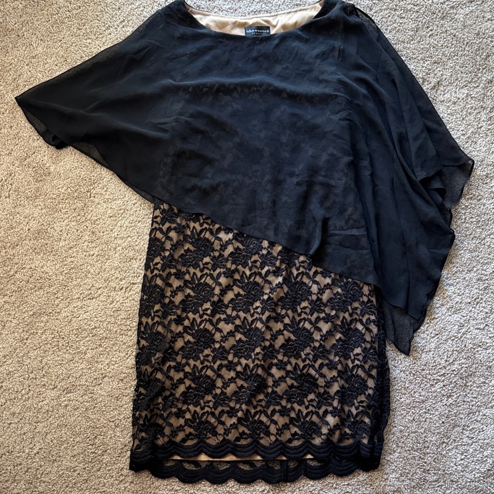 Connected Apparel Elegant Black and Tan Dress